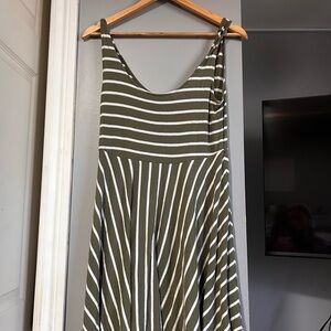 Forever 21 Olive and White Striped Maxi Dress